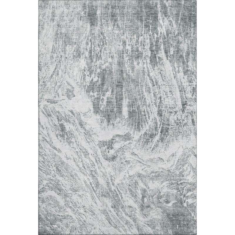 Premium Machine Washable Prisco Gray Rug, Rectangle 2'6" x 3'10"