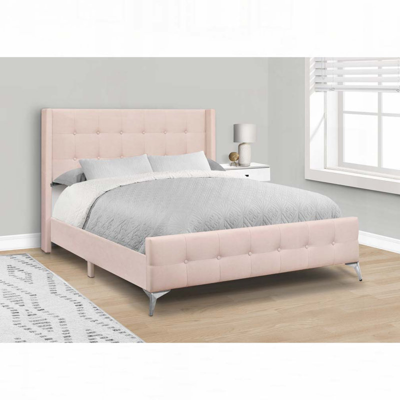 Lit plateforme tapissier en velours