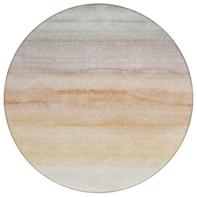 Machine Washable Indoor/Outdoor Christain ACN1253 Coral Rug, Round 8'