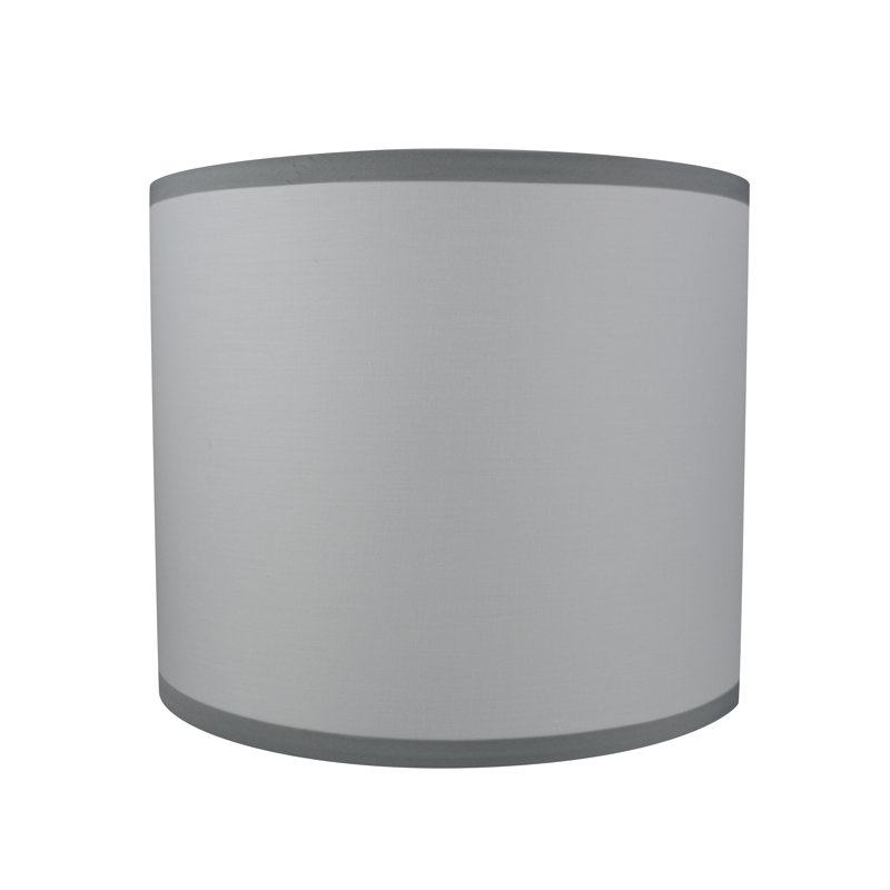 Abat-jour tambour (araignée), H 10 po x l 12 po x P 12 po, Blanc cassé avec bordure gris foncé