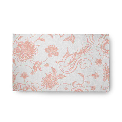 Tapis intérieur / extérieur ivoire / rose en chenille tissé à la machine Aubane