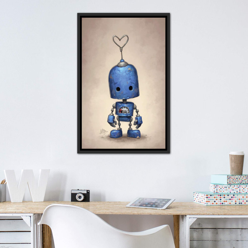 Décoration murale bleue pour enfants, H 40 po x l 26 po x P 1,5 po, Toile avec cadre noir patiné