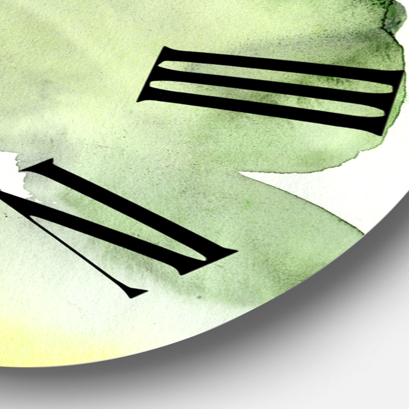 Abstrait étang vert et jaune - horloge murale moderne, Grand