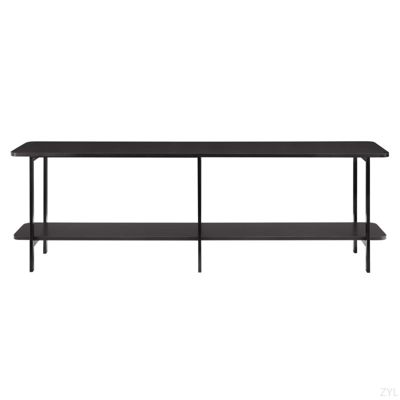 71" Console Table With Shelf, Black