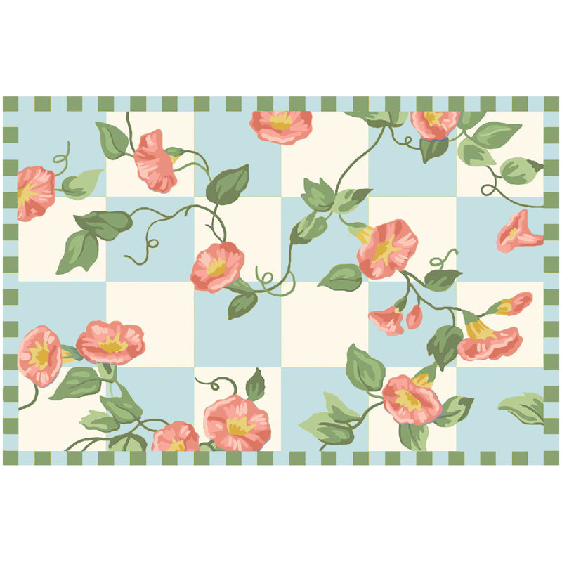 Tapis intérieur / extérieur Kutz Morning Glory, Rectangle 2 pi 4 po x 3 pi 11 po, Beige / rouge / vert foncé
