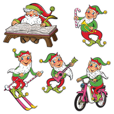 Découpes de Noël et d'elfes rétro de Noël