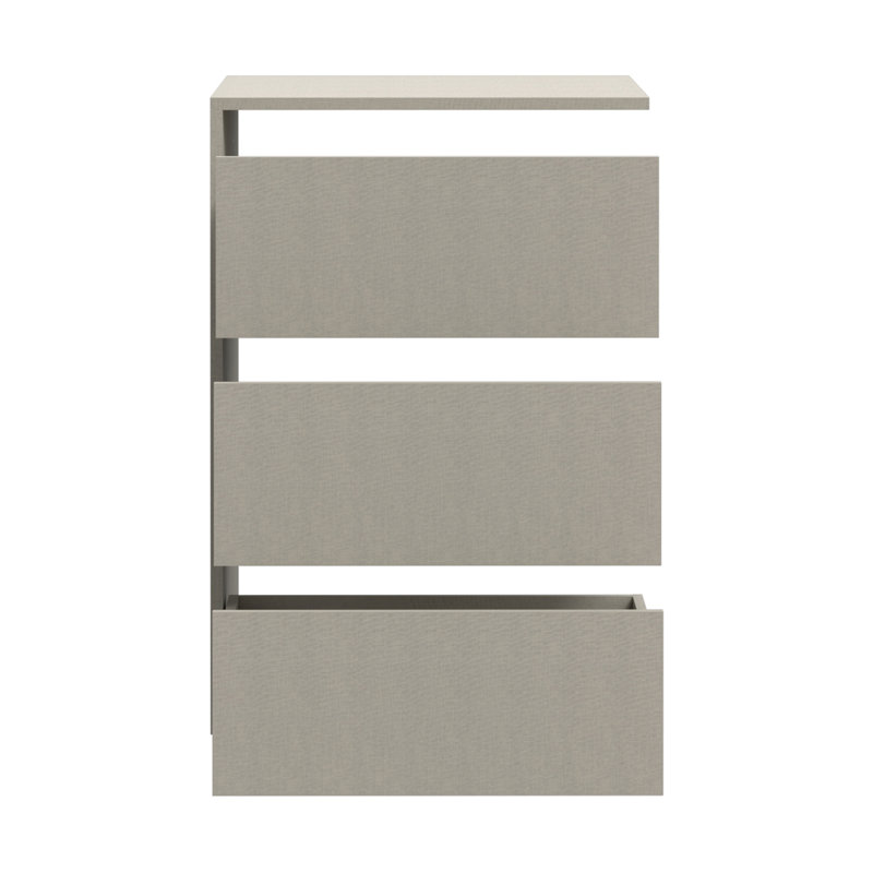 Add-On Chest of Drawers for Wardrobes, 3 Drawers, Engineered Wood, Gray, 53.5cm W x 78.2cm H x 52.7cm D