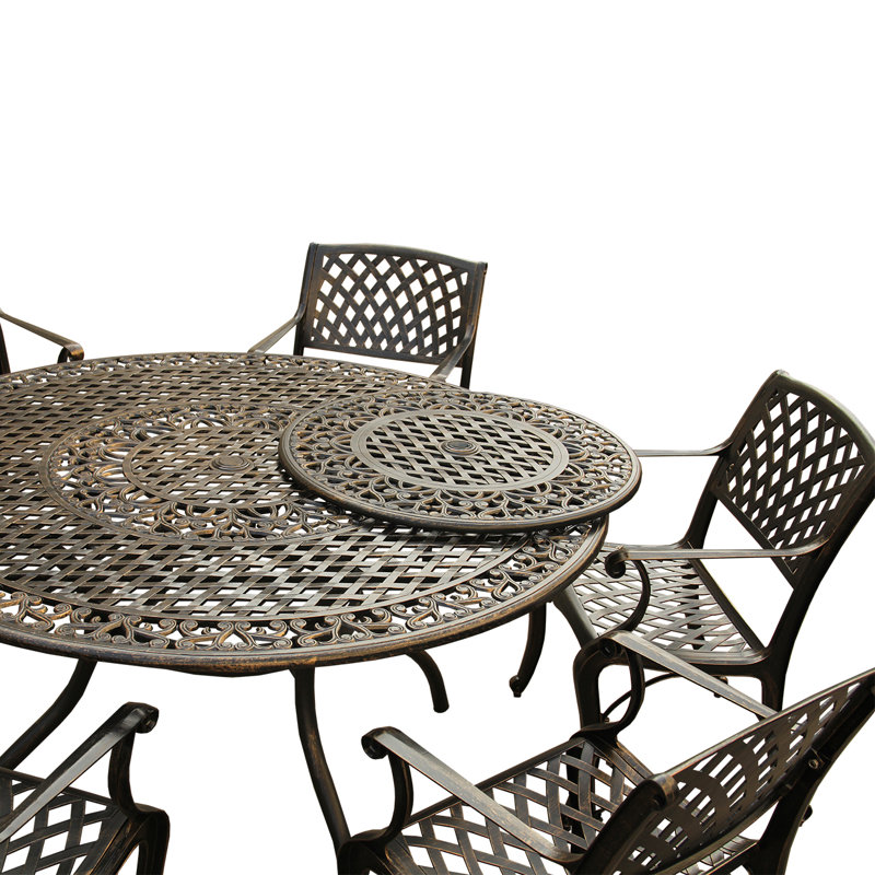 Casler Traditional Mesh Lattice Dining Set, Bronze