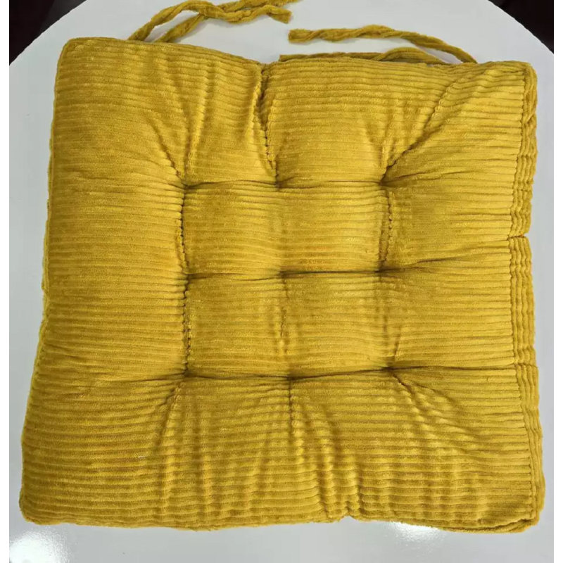chair Pad Check Coffee, 2, Polyester, Yellow Floral