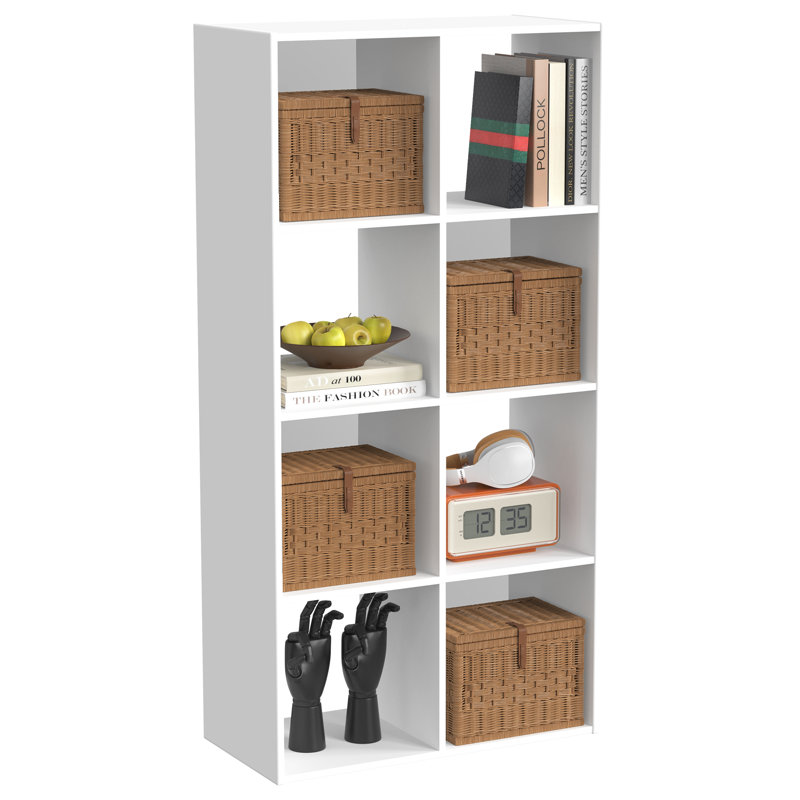 8-Cube Bookcase, Decorative Storage Shelf, (8 Shelves) 23.19"H x 47.68"W x 11.61"D, White