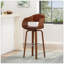 Tabourets de bar pivotants en similicuir de style Mid-Century avec placage de noyer, parfaits pour les sièges élégants et confortables