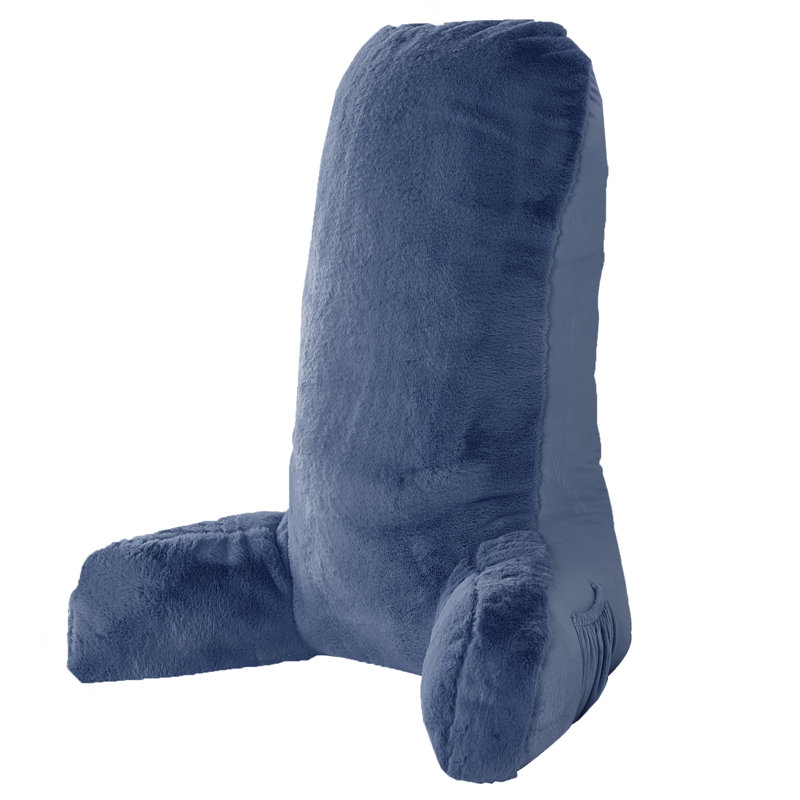 Solid Colour Faux Fur Throw Pillow, Navy