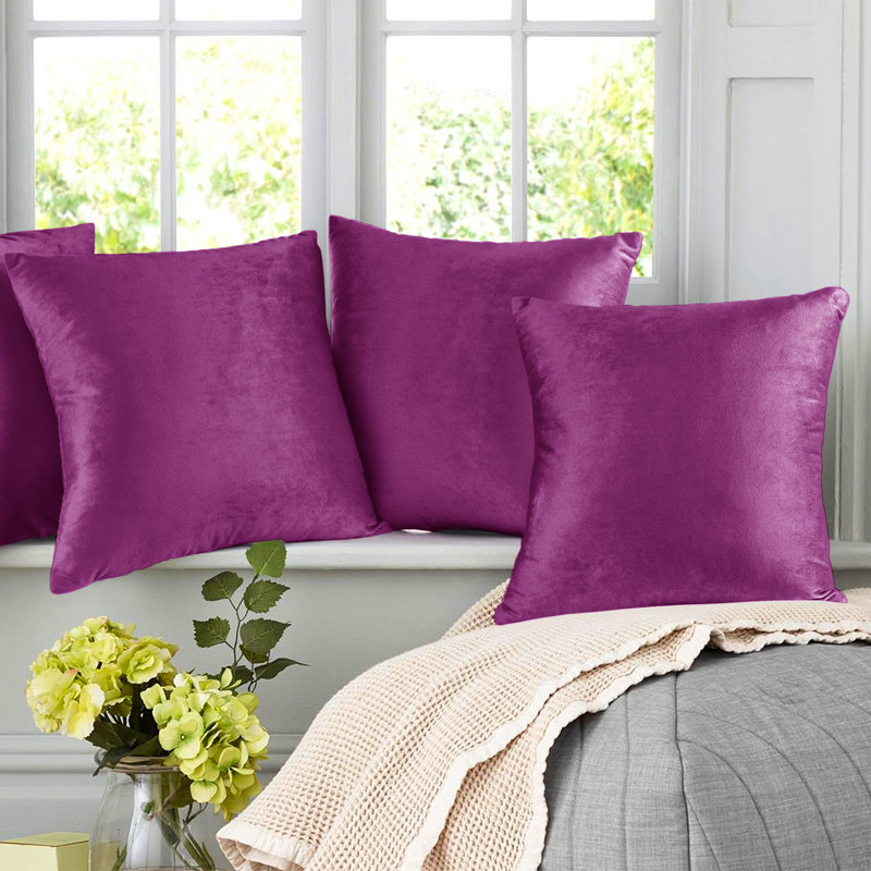 Housse de coussin en velours , H 20 po x l 20 po, Mauve orchidée