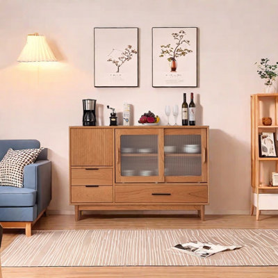 Modern Minimalist Solid Wood Sideboard Cabinet