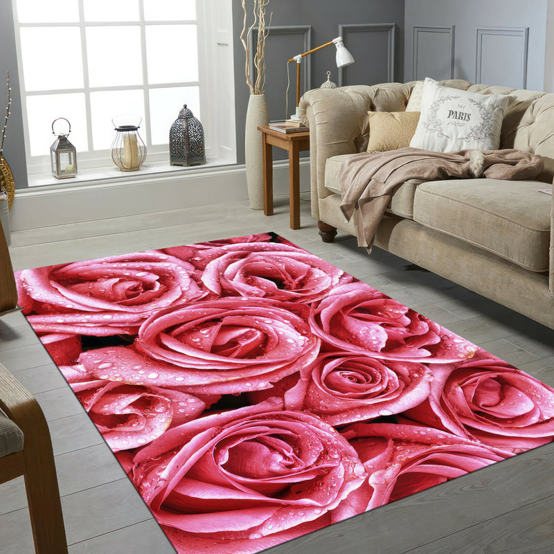 Exquisite Soft Pile Rug with Intricate Floral Print for a Touch of Elegance in Your Living Space, Rectangle 3'3" x 4'11"