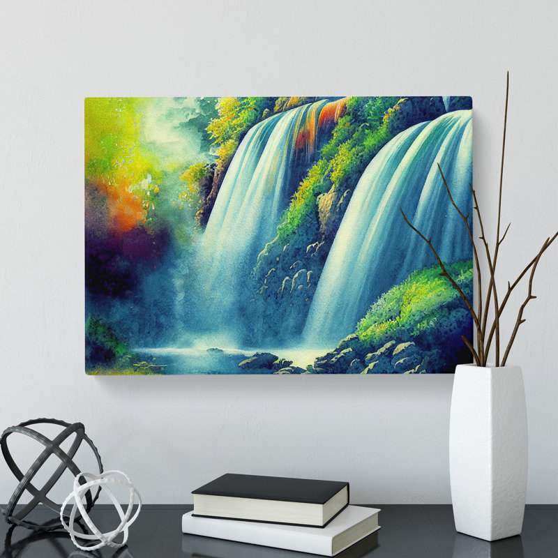 Watercolour Waterfall - Wrapped Canvas