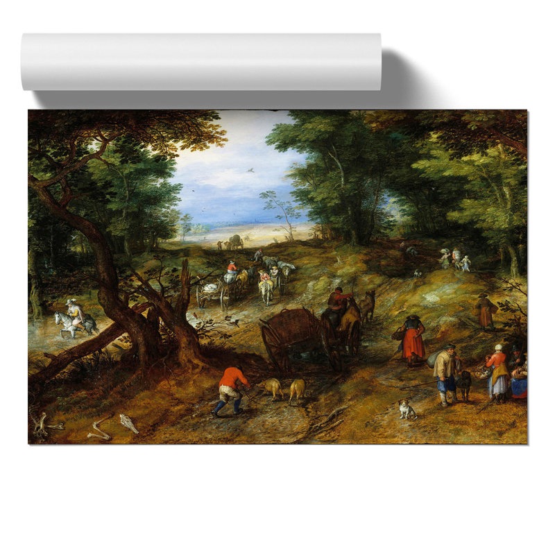 A Woodland Road With Travellers by Pieter Bruegel The Elder - No Frame Painting, 30cm H x 42cm W x 0.1cm D