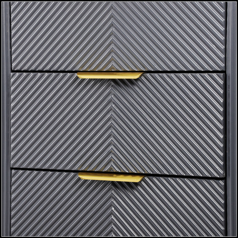 Table de chevet 3 tiroirs Mid-Century, Dark Gray