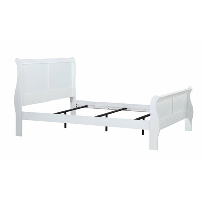 Classic White Sleigh 1pc Queen Size Bed Bedroom Furniture Louis Phillipe Bed Bracket Feet Wooden