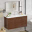 Meuble-lavabo mural en noyer avec lavabo-116677104