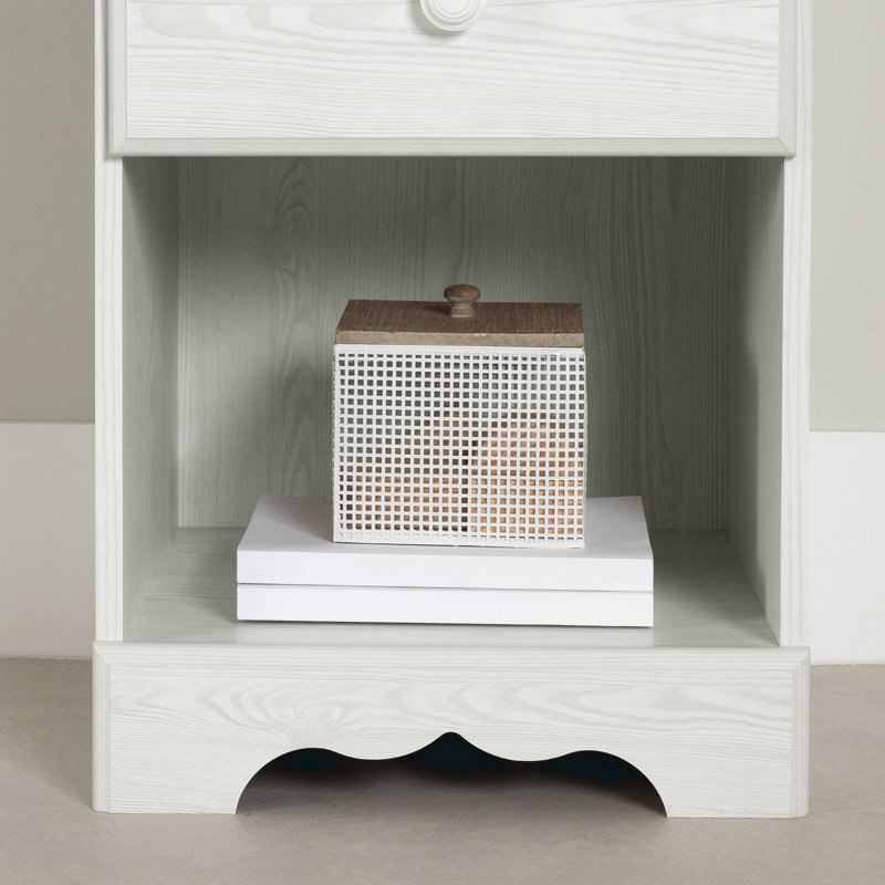 White Pine 1-Drawer Nightstand with Open Shelf