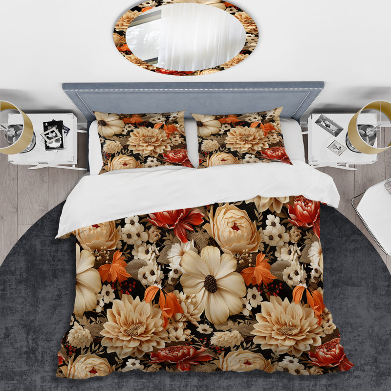 Literie de fleurs de chalet d'automne I, Housse de couette pour très grand lit et 2 très