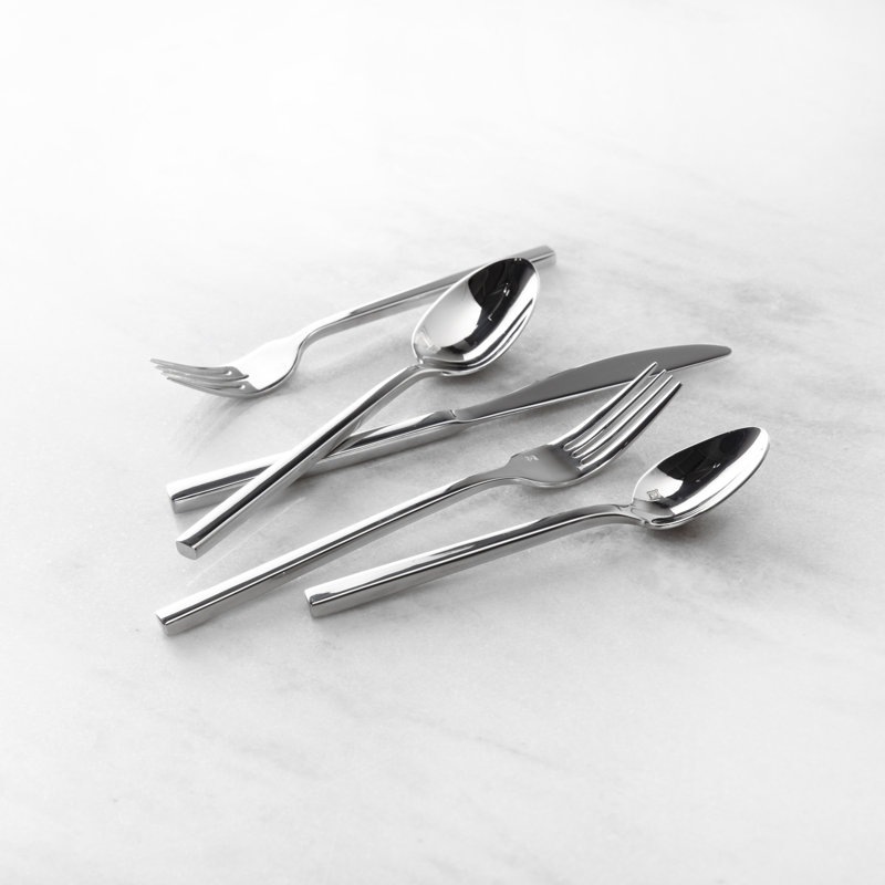 Arezzo 5 Piece 18/10 Stainless Steel Flatware Set, Service for 1, Silver
