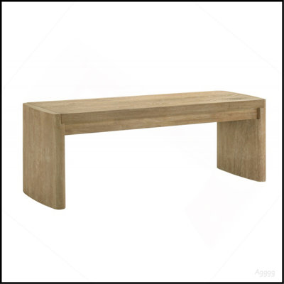 51 Inch Oak Finish Wood Bench for Home Entryway Dining Room, Panel Legs, Light Brown