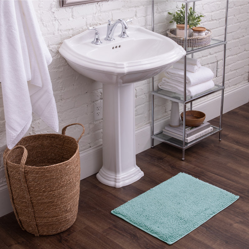 Tapis de bain antidérapant Dinuba, L 24 po x L 60 po, Glacier