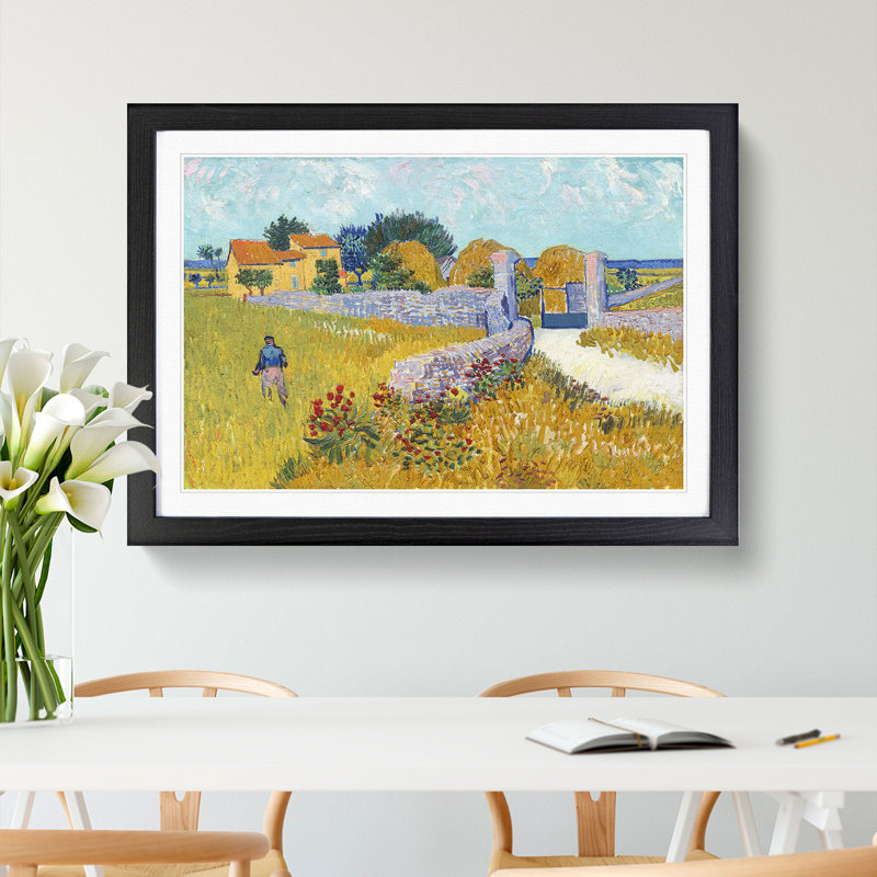 Farmhouse in Provence by Vincent Van Gogh - Framed Print, 48cm H x 65cm W x 2cm D, Black Framed