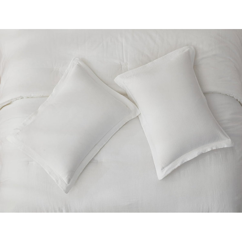 White Twin Cotton Muslin Reversible Comforter Set