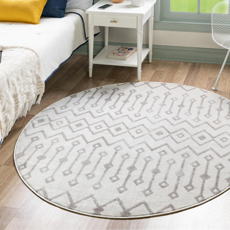 Junius Geometric Indoor Rug, Round 7'