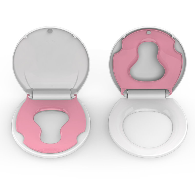 Toilet Seat Round,Toilet Seat With Toddler Seat Built In, Potty Training Toilet Seat Round Fits Both Adult And Child, Pink