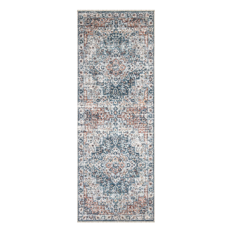 Washable Non-Slip Traditional Oriental Rug for Entryway, Hallway, Bathroom, and Kitchen - Dunlow, Runner 2'6" x 10'