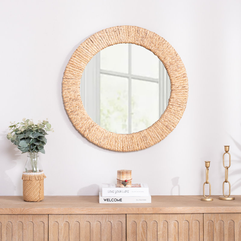 Straw Ropes Wall Mirror, 24" x 24", Natural