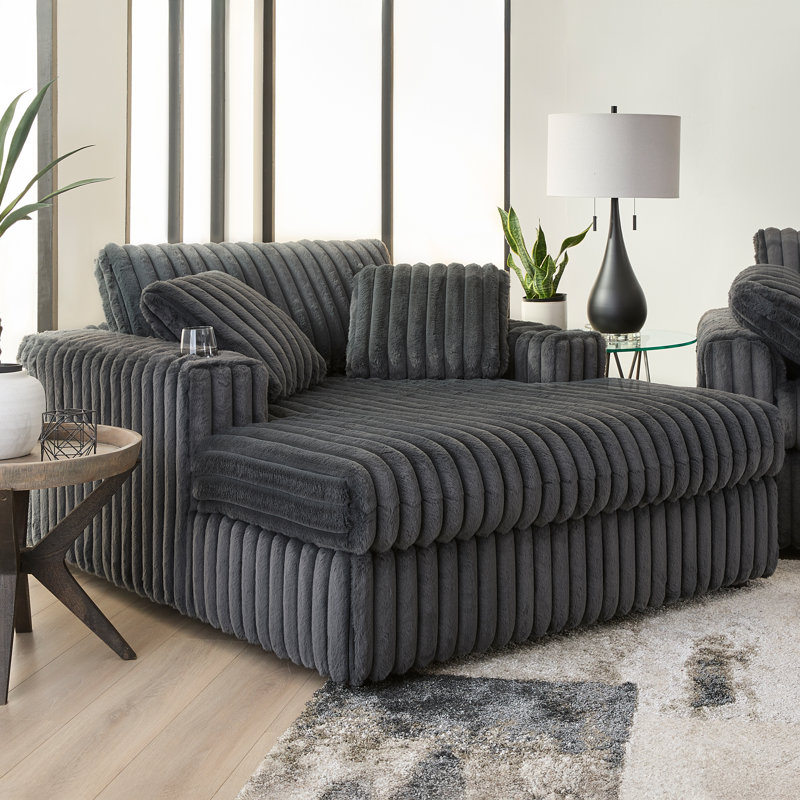 Méridienne surdimensionnée Algona avec porte-gobelets Algona, Gris anthracite