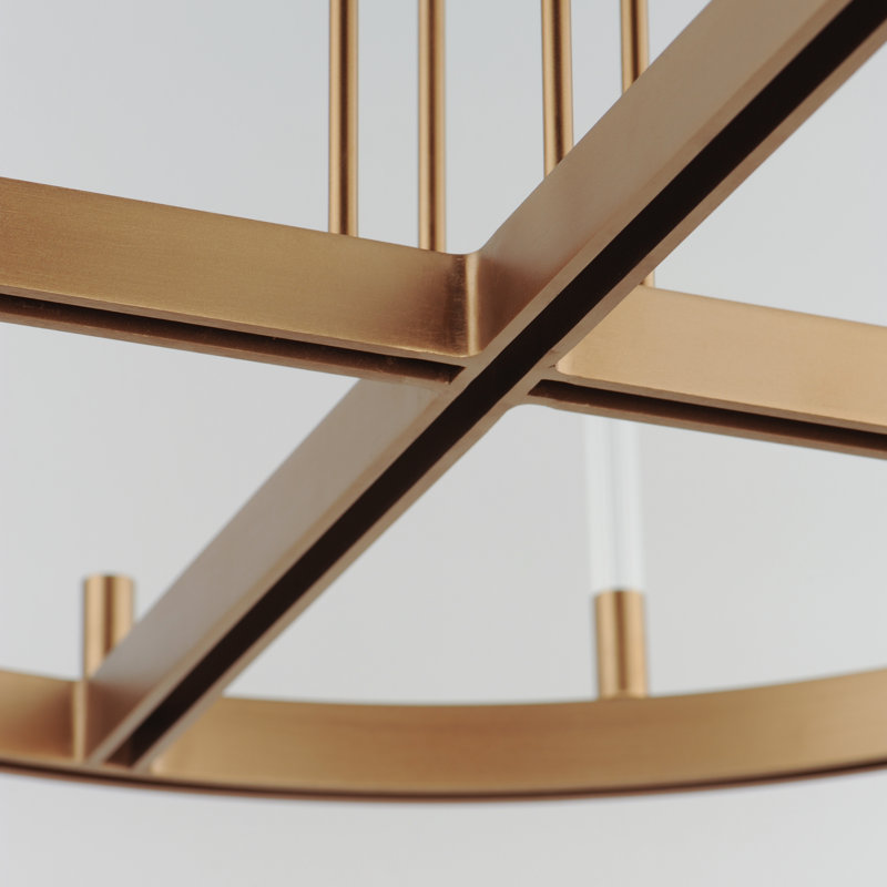 12 - Light Dimmable LED Wagon Wheel Chandelier, Gold