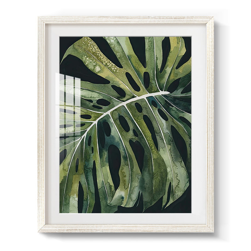 Nocturnal Monstera II - impression encadrée, H 28,5 po x l 20,5 po, Blanc
