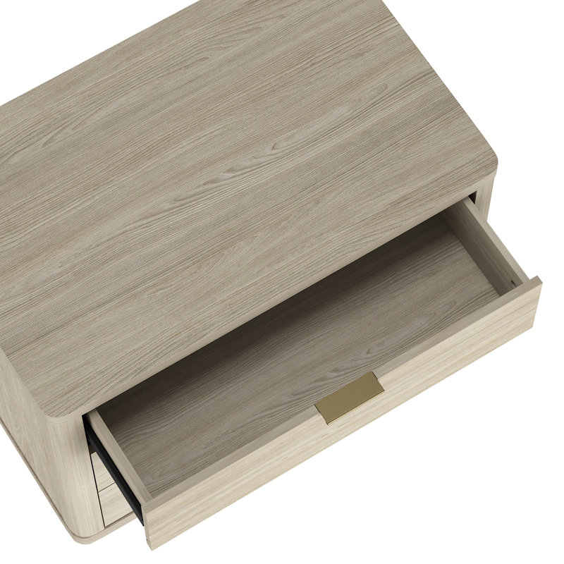 Evelyn 32" Modern Nightstand with 3 Full Extension Drawers in Natural, Natural
