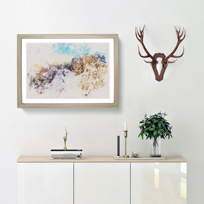 Hoher Dachstein Mountain in Austria - Framed Print, 24cm H x 33cm W x 2cm D, Oak Framed