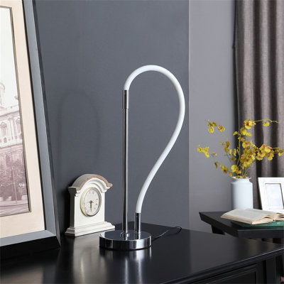 Lampe de table contemporaine 20,25 po en tube à DEL Elastilight avec extrémité magnétique chromée argentée