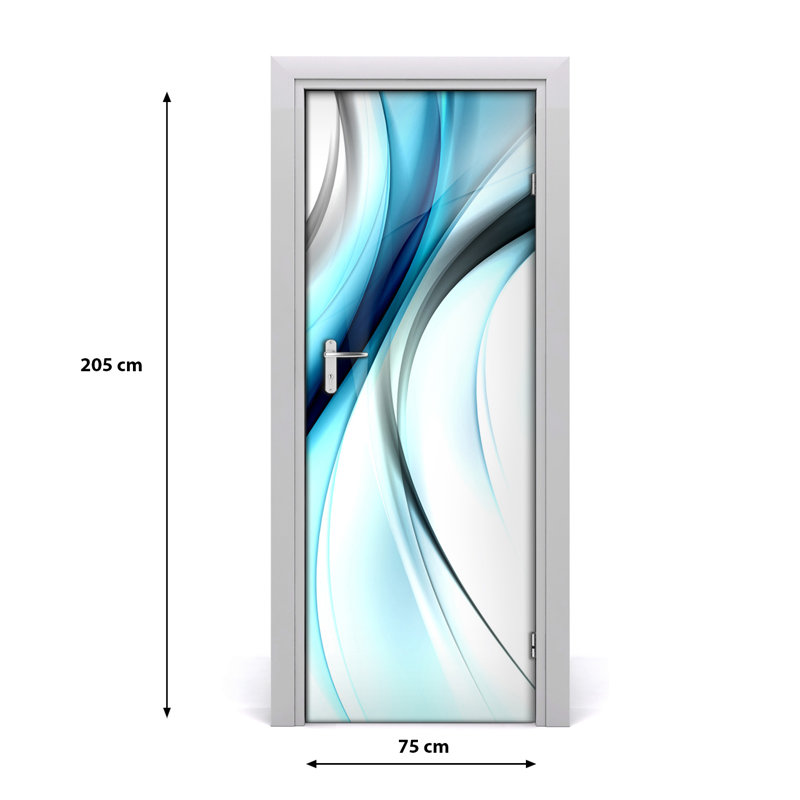 Abstract Wave Door Decal, 205cm  H x 75cm W