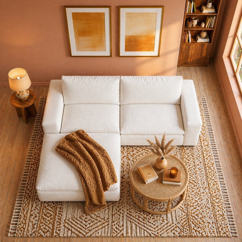 Canapé modulaire Boneless de 90,5 po de largeur, canapé en L avec méridienne, canapé surdimensionné avec repose-pieds, sans assemblage requis