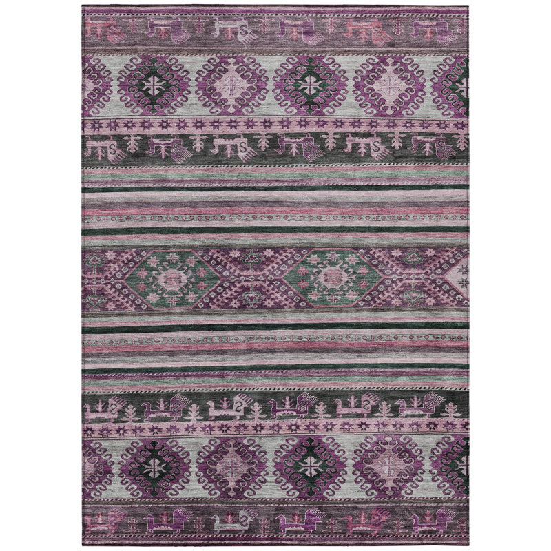 Claritha Purple Washable Indoor-Outdoor Rug - LOOMLAN, 5' x 7'6"