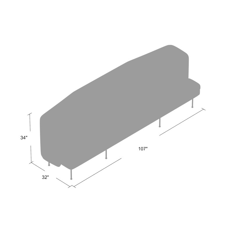 Bloke Sofa, Tait Stone Textured Basketweave, 34" H x 95" W x 32" D, Slate