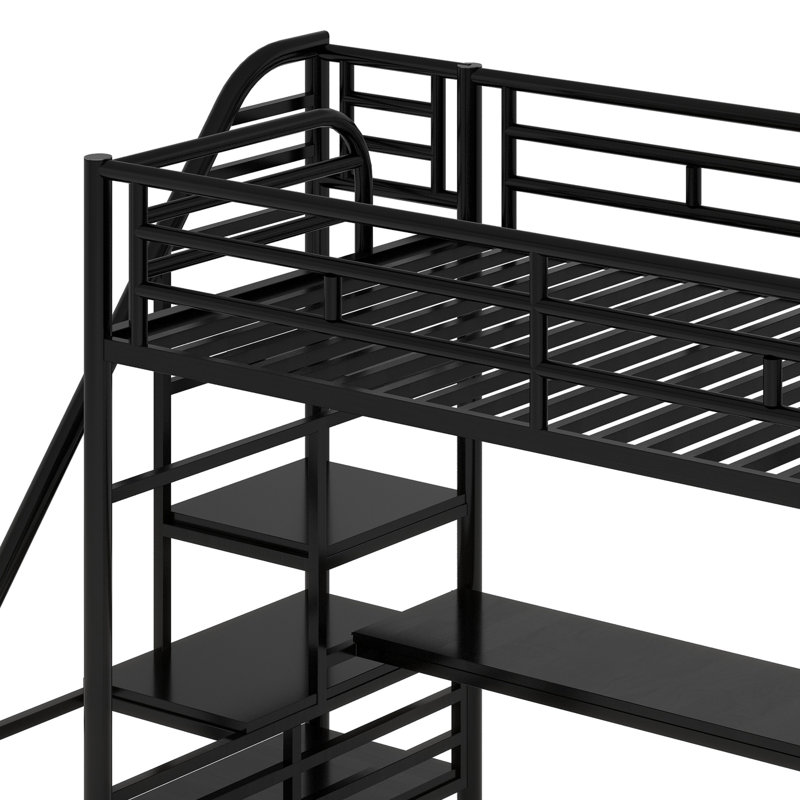 Structure de lit mezzanine en métal avec bureau
