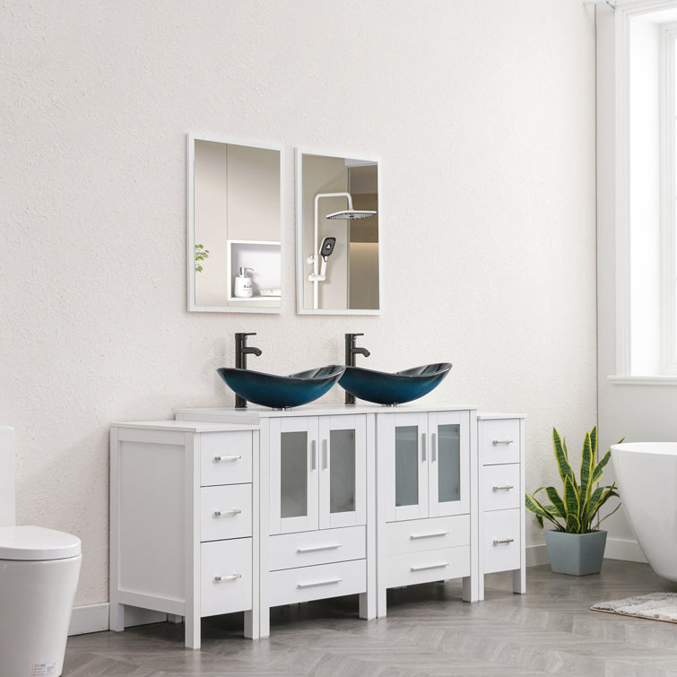 Annaline 72'' Free-standing Double Bathroom Vanity with Engineered Stone  Vanity Top