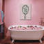 Funny Pink Bathroom Vanity Canvas Wall Art Trendy Better Late Than Ugly Quotes Picture Wall Decor Chic Dressing Table Poster Pink Striped Painting Print Artwork For Dressing Room Decor, Framed 12X16 Inch
