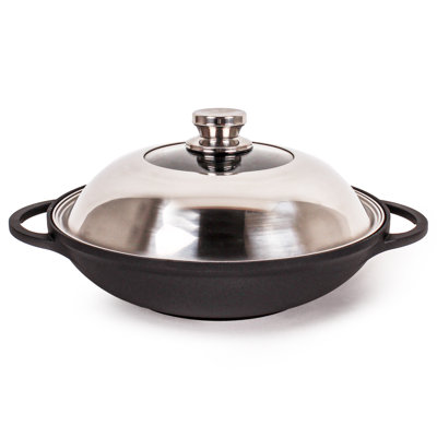 BergHOFF EuroCAST Non-Stick Ceramic Aluminum Wok with Lid, 12.25"