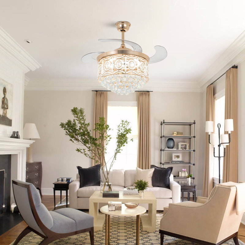 42'' Rose Gold Ceiling Fan With Led Lights